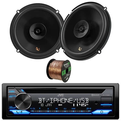 JVC KD-T720BT Single DIN Bluetooth CD Receiver, 2x 6.5" 150W Car Speakers, Wire - Image 1 of 4