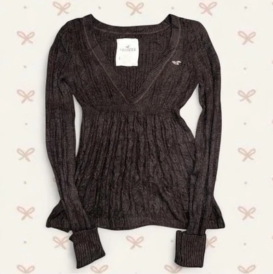 Suéter Babydoll Marrón Hollister Y2K Raro-Talla L Foto 1 de 4