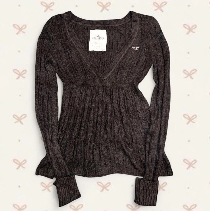 Suéter Babydoll Marrón Hollister Y2K Raro-Talla L Foto 1 de 4