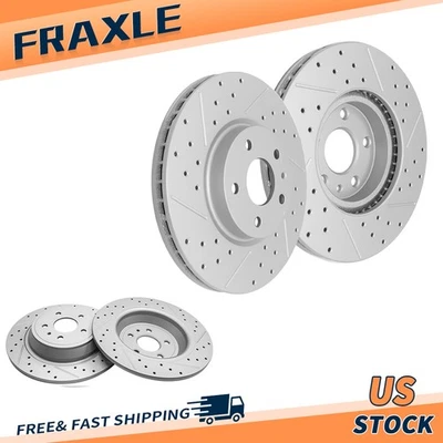 Front & Rear Drilled Brake Rotors Set For Ford Fusion Hybrid 2013 2014 2015-2020 - Image 1 of 4