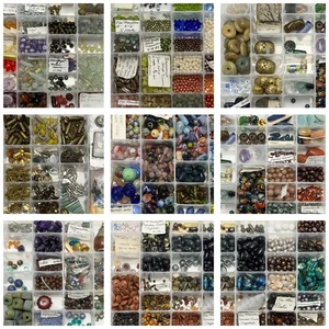 Enorme lote de cuentas mixtas, piedras preciosas, vidrio, cuentas vintage, manualidades para hacer joyas - Imagen 1 de 21