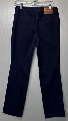 Calça Escada Chino azul marinho mistura de algodão perna reta feminina tamanho 36 (EUA P) - Imagem 1 de 4