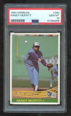 1984 Donruss #390 Randy Moffitt Blue Jays PSA 10 GEM MINT 8266 - Image 1 of 2