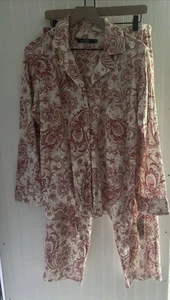 Ralph Lauren NWT Pink Cream Pajamas Paisley Grandmacore Button Up Set Medium - Picture 1 of 21