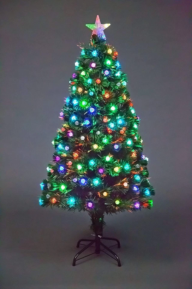 SHATCHI Christmas Tree Pre-Lit Green Fiber Optic LED Light Xmas Home Festive Decor 2-6FT