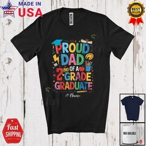 Custom Name Dad Of A 2nd Grade Graduate; Graduation Summer Father's Day T-Shirt - Picture 1 of 7