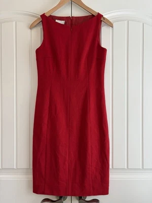 Akris Punto 红色羊毛女式无袖连衣裙,尺寸 US 4 拉链口音职业 — 第 1/4 张图片