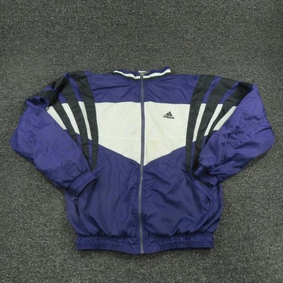 Chaqueta Adidas Para Hombre Pequeña Púrpura Blanca Cortavientos Pista 3 Rayas Cremallera Completa Foto 1 de 4