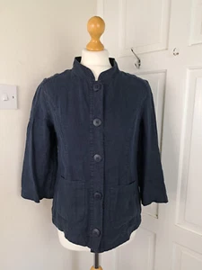 SEASALT Navy Blue 100% Linen Bullfinch Jacket Size 10 - Picture 1 of 5