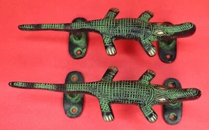 Crocodile Shape Antique Victorian Style Handmade Brass Door Handles Home Decor - Picture 1 of 6