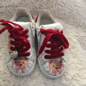 MonnaLisa GirlsShoes Red/White Bear With FloralMade in Italy , EU 27 US 7 - Picture 1 of 13