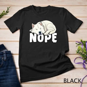 T-shirt unisex unisex coreana Jindo nope divertente cane pigro - Foto 1 di 15