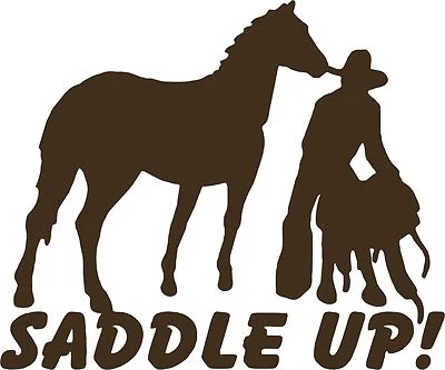 Cowboy Horse Rodeo Western Saddle Farm Truck Car Window Vinyl Decal Sticker - Image 1 of 2