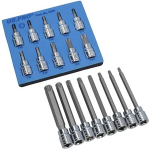 Enchufes de broca estrella Tamper Torx cortos y extra largos 3/8" dr T10 - T60 a prueba de manipulaciones - Imagen 1 de 6