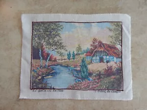 Lienzo artístico Goblen iniciado PELSAJ DE CIMPIE/cabaña de paisaje liso en el río - Imagen 1 de 4