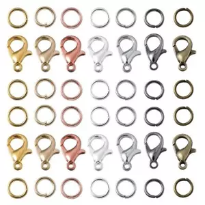Juego de broches anillos de salto abiertos langosta collar pulsera conectores fabricación de joyas - Imagen 1 de 23