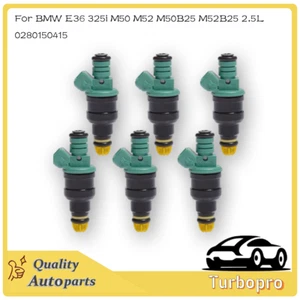 For BMW E36 325i M50 M52 M50B25 M52B25 2.5L 6PCS Fuel Injectors 0280150415  - Picture 1 of 6