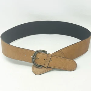 Chico's Wide Tan Leather Waist Belt Size M - Picture 1 of 6