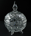 Vintage Crystal Clear Signature Rose cut 9" Candy Dish With Lid 24% Led Crystal