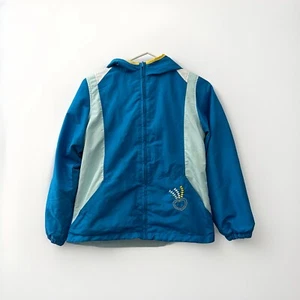 GIRLS LARGE 10/12 Blue & Teal HOODED COAT JACKET FALL WINTER - Picture 1 of 3