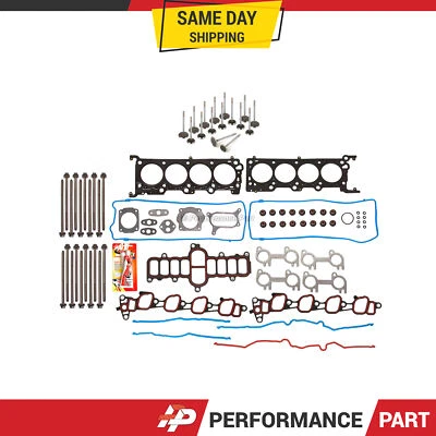 Juego de juntas de culata válvulas de escape de admisión aptas para Ford E150 F150 2000 4,6 L Foto 1 de 4