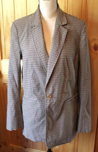 ANNE KLEIN Women's Brown/Tan/Black Plaid One Button Career Blazer Size L *EUC* - Picture 1 of 3
