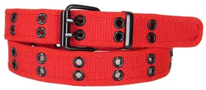 KIDS CHILDREN BOYS GIRLS 2 HOLES ROW GROMMETS Stitched Canvas Fabric Web Belt - Picture 1 of 15