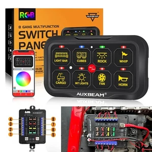 AUXBEAM 8 Gang AR-820 RGB Multifunction Switch Panel Two-sided Outlet for Jeep - Picture 1 of 9