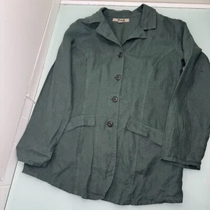 Flax Women's Jacket 100% Linen Small S Lagenlook Minimalist Green - Picture 1 of 7