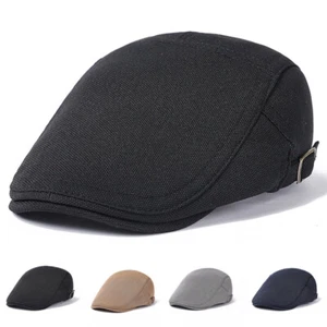 Cappello uomo tinta unita misto cotone berretto piatto a punta Gatsby Newsboy Duckbill Ivy - Foto 1 di 9