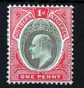 SOUTHERN NIGERIA Edward VII 1904-09 1d. Grey/Black & Carmine SG 22 MINT - Picture 1 of 2