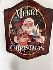 Vintage ?Merry Christmas Santa" Wooden Art Wall Sign By Janet Stever Hearthstone