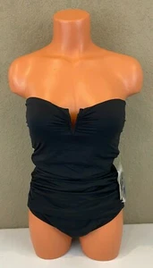 Tommy Bahama Women's Pearl V Wire Bandeau One-Piece Swimsuit Black Size 8 - - Picture 1 of 4