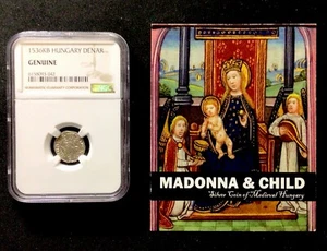 1536 KB Hungary Denar! Madonna And Child! Early Silver! NGC Genuine! ENN Coins - Picture 1 of 5