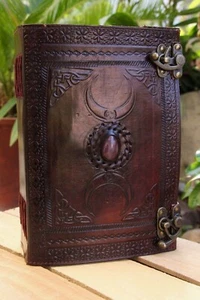 620 Pages Extra Large Triple moon goddess Leather journal, Book of Shadows, Moon - Picture 1 of 6