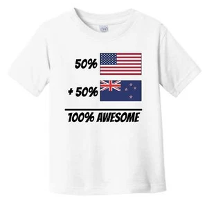 50% Americano + 50% Kiwi = 100% Impresionante Linda Camiseta Bandera de Nueva Zelanda Niño Pequeño - Imagen 1 de 2