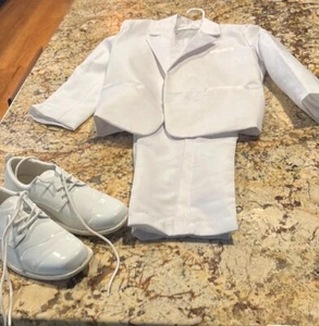 White *Kid Suit* Size 7 Button Notch Lapel 3 piece With Shoes - Picture 1 of 4