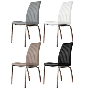ISCO x2 Faux Leather Deep Foam Padded Dining Chairs Chrome Silver Metal Legs - Picture 1 of 34