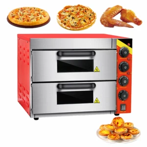 Pizzaofen 3000W Backofen 2 Etagen Edelstahl Pizzastein Gastro Ofen Schamottstein - Bild 1 von 5