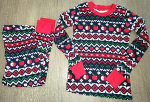 GYMBOREE GIRLS NEW WINTER PAJAMAS size 10 BLUE APPLES 2 PC SET COTTON - Picture 1 of 1
