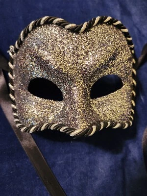 Handmade in Italy Masquerade Mask w/ Silver Glitter Made for Pier 1 Imports - Image 1 of 4