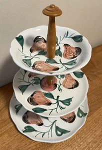 Vtg MCM Brevetto Italy 3 Tier Ceramic Serving Trays Cupcake Holder Charcuterie - Picture 1 of 10