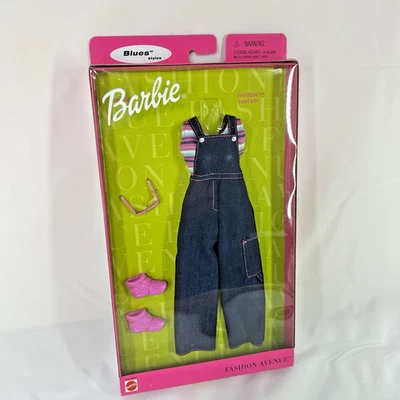 Barbie Fashion Avenue Estilo Azul Mono Denim Rosa Rayas Camiseta sin Mangas De Colección 1999 Foto 1 de 4