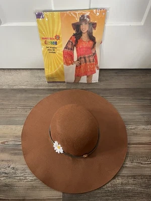 NIB Groovy 60s Dress Halloween Costume Hippie Flower Hat Wmns OS Fits Like S/M - Image 1 of 4