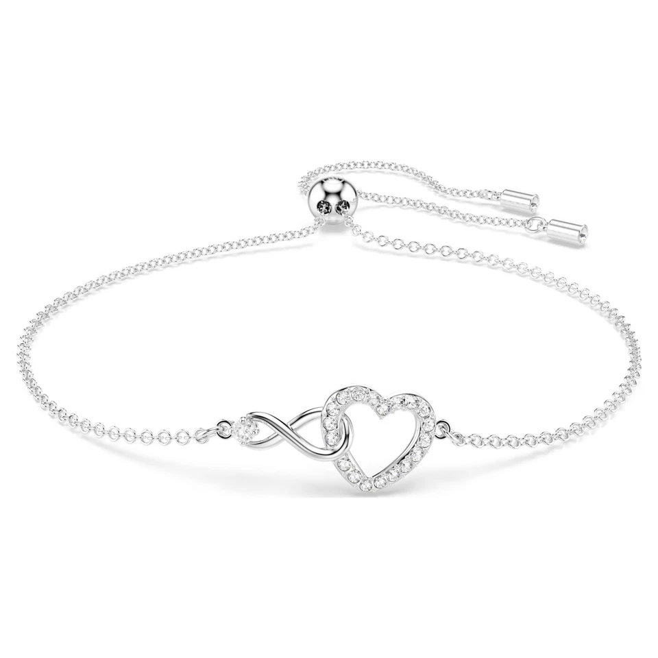 Swarovski Crystal Infinity Heart Bracelet White Rhodium Plated 5525421