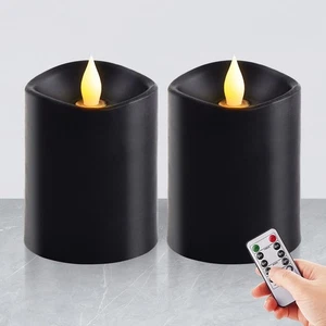 3x4 flackernde flammenlose Kerzen 2er Set Echtwachs elektrische LED Kerzen mit... - Bild 1 von 6