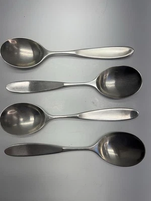 Set of 4 Lauffer 18-8 Stainless Place/Oval Soup Spoons by Towle Silver Norway - Image 1 of 4