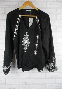 Katies womens top blouse black white monchrome new 18 embroided - Picture 1 of 11