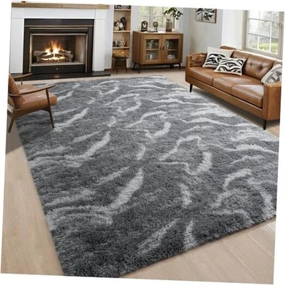  Alfombras grandes mullidas 6x9 para sala de estar dormitorio, tiro gris peludo grueso  Foto 1 de 4