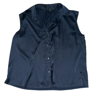 Banana Republic Blusa Seda Azul Marino Sin Mangas Mujer’s Talla XL Foto 1 de 4